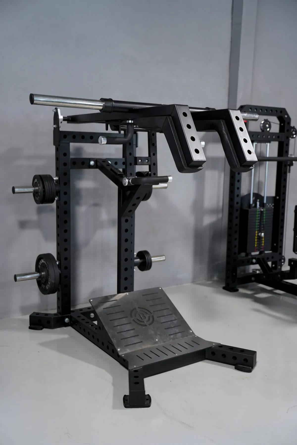 Leverage squat machine on the LEGION IX training floor