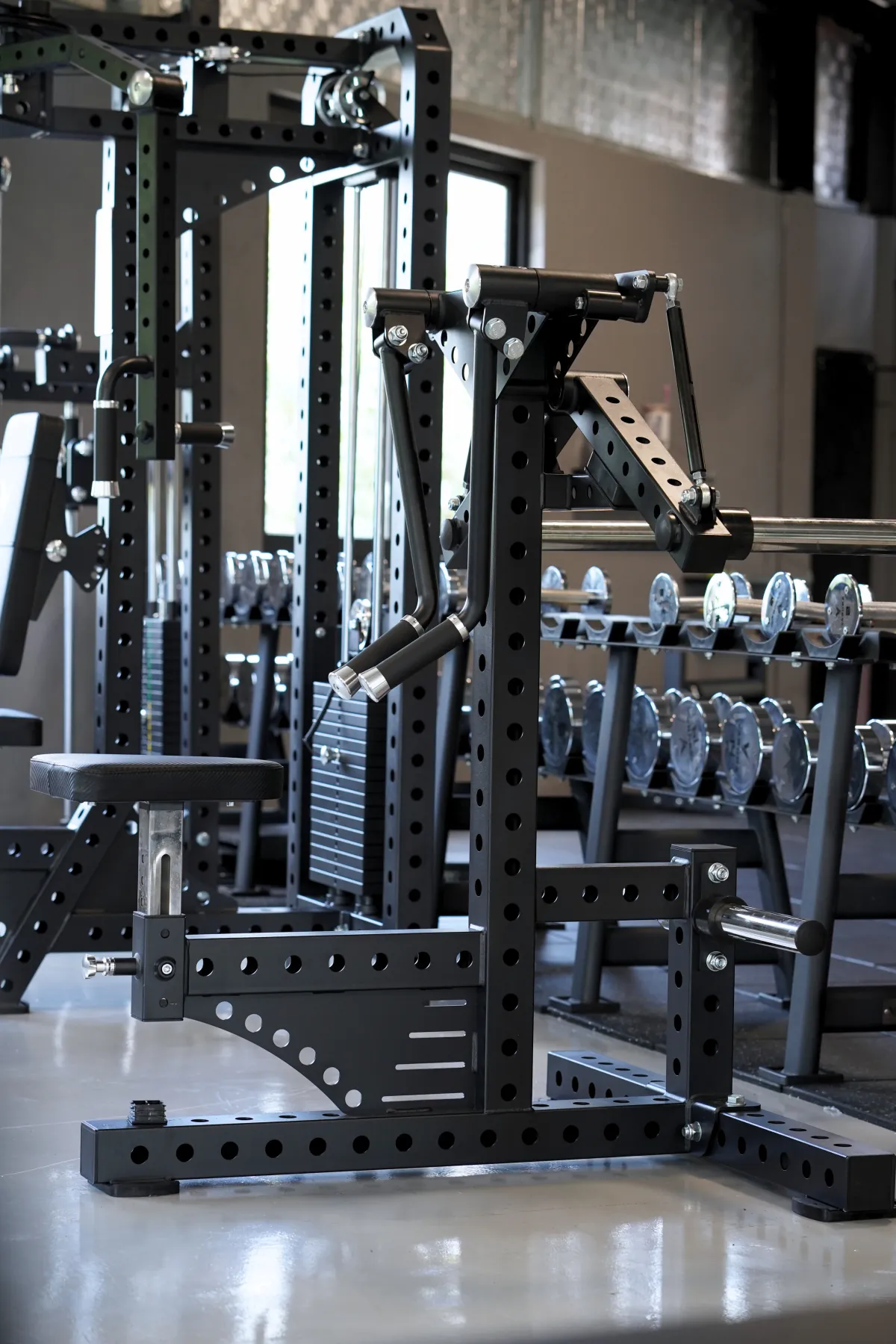 Seated lateral raise machine on the LEGION IX training floor